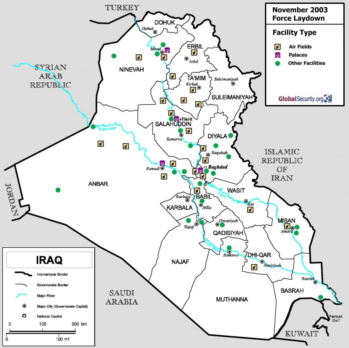 Карта Ирака аэропортов