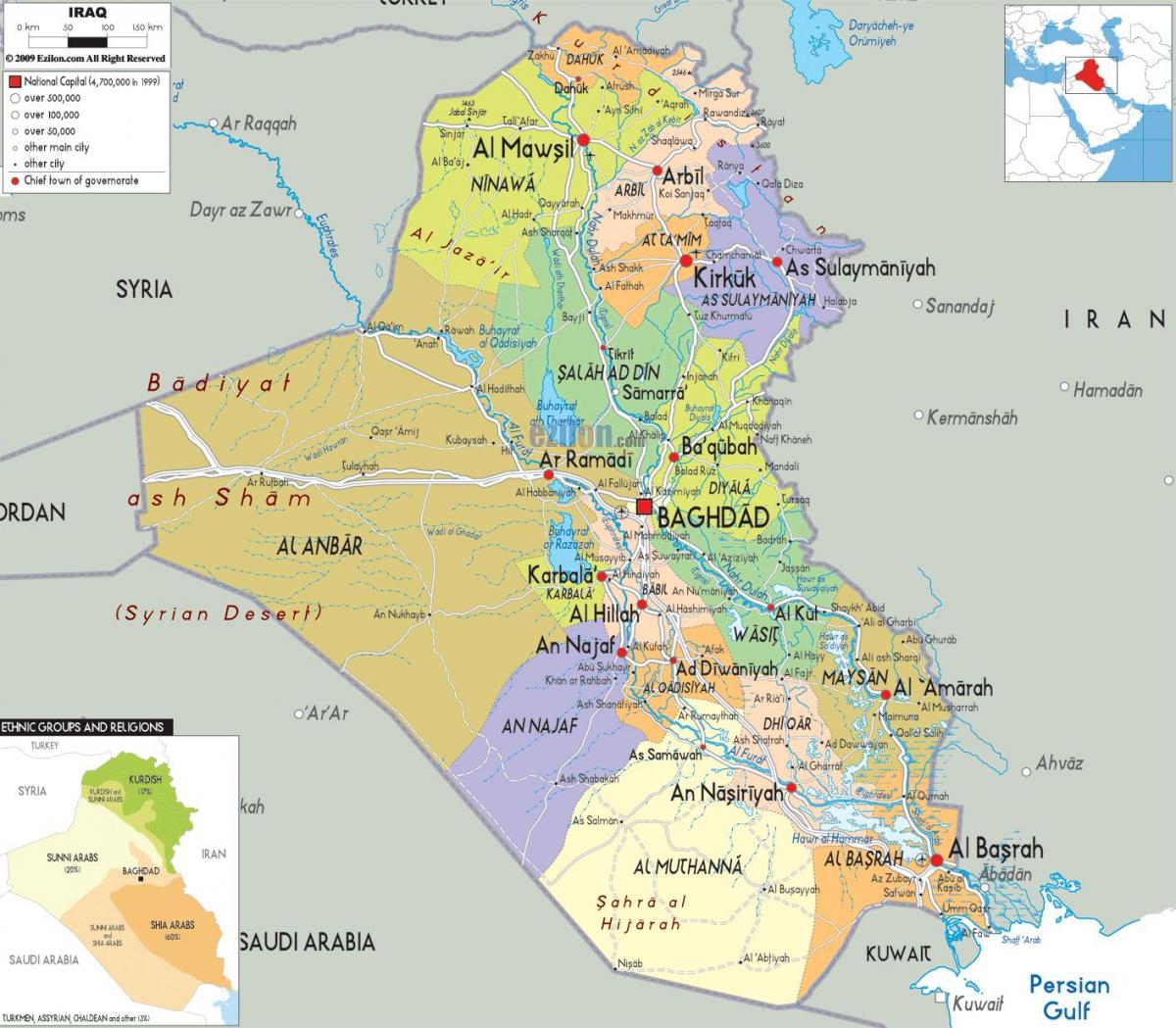 Городов Ирака карте